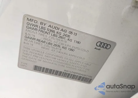 2013 Audi Q5 2.0T Premium из США, поврежденный, VIN WA1LFAFP9DA097196
